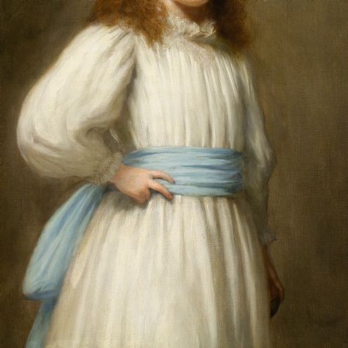 HERMANN SCHMIECHEN PORTRAIT OF A GIRL WITH A STRAW HAT ANTIQUE OIL PAINTING - ADDITIONAL PHOTO 6