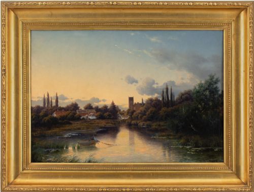 peter lsted mlledammen lyngby antique oil painting - CATEGORY: ANTIQUE ART - DATED 1860