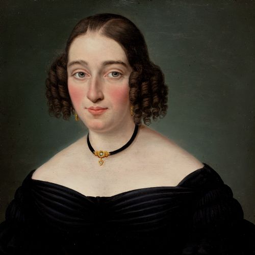 EARLY 19THCENTURY GERMAN SCHOOL PORTRAIT OF A LADY WITH A LETTER ANTIQUE OIL PAINTING - ADDITIONAL PHOTO 2