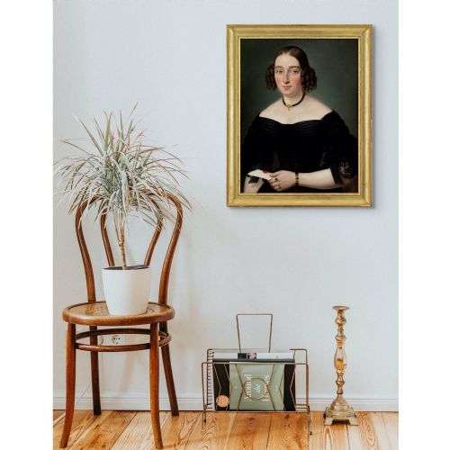 EARLY 19THCENTURY GERMAN SCHOOL PORTRAIT OF A LADY WITH A LETTER ANTIQUE OIL PAINTING - ADDITIONAL PHOTO 5