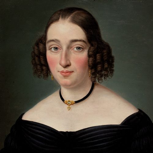 EARLY 19THCENTURY GERMAN SCHOOL PORTRAIT OF A LADY WITH A LETTER ANTIQUE OIL PAINTING - ADDITIONAL PHOTO 6