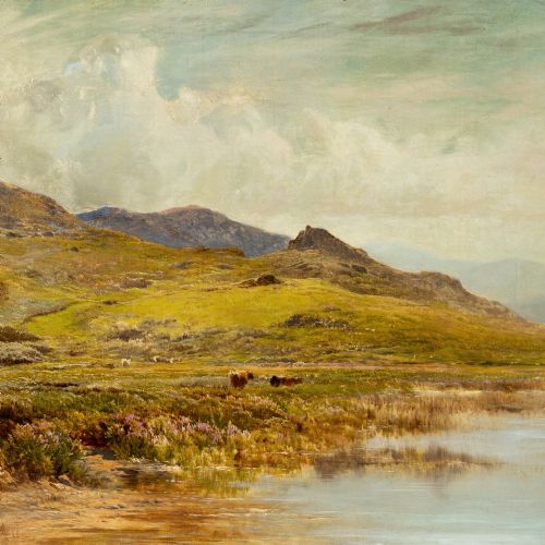 ALFRED WALTER WILLIAMS ON THE BANKS OF LLYN DINAS NORTH WALES ANTIQUE OIL PAINTING - ADDITIONAL PHOTO 3