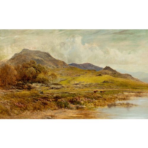 ALFRED WALTER WILLIAMS ON THE BANKS OF LLYN DINAS NORTH WALES ANTIQUE OIL PAINTING - ADDITIONAL PHOTO 5