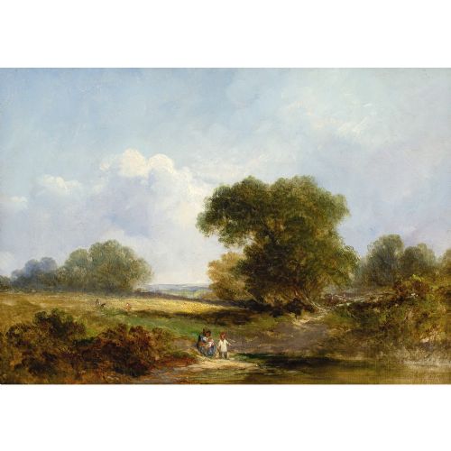 JAMES EDWARD MEADOWS RURAL SCENE WITH POND ANTIQUE OIL PAINTING - ADDITIONAL PHOTO 2