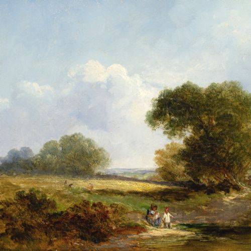 JAMES EDWARD MEADOWS RURAL SCENE WITH POND ANTIQUE OIL PAINTING - ADDITIONAL PHOTO 5