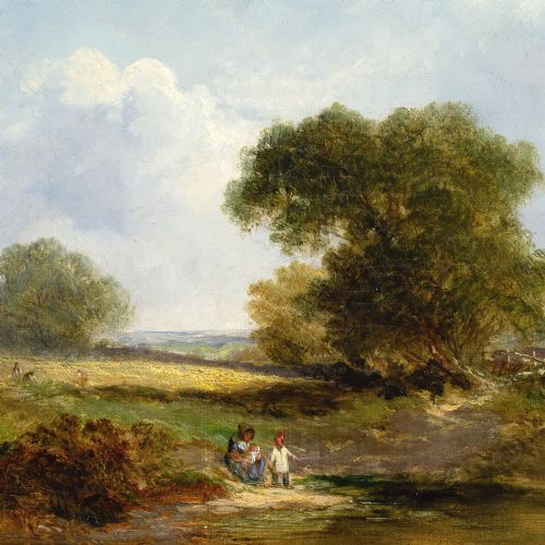 JAMES EDWARD MEADOWS RURAL SCENE WITH POND ANTIQUE OIL PAINTING - ADDITIONAL PHOTO 6