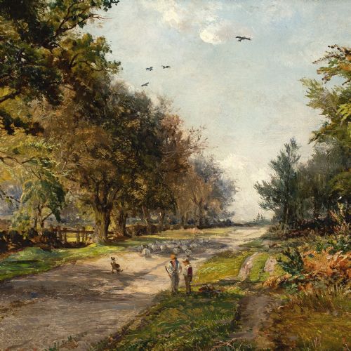 ROBERT HUDSON JUNIOR OLLERTON ROAD SHERWOOD FOREST ANTIQUE OIL PAINTING - ADDITIONAL PHOTO 4