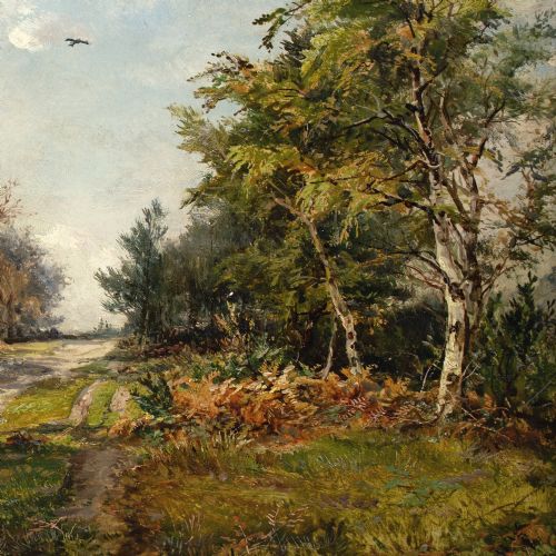 ROBERT HUDSON JUNIOR OLLERTON ROAD SHERWOOD FOREST ANTIQUE OIL PAINTING - ADDITIONAL PHOTO 6