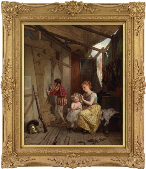thophile emmanuel duverger backstage antique oil painting - CATEGORY: ANTIQUE ART - DATED 1870