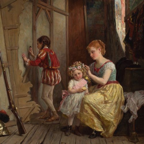 THOPHILE EMMANUEL DUVERGER BACKSTAGE ANTIQUE OIL PAINTING - ADDITIONAL PHOTO 1