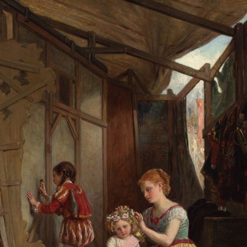 THOPHILE EMMANUEL DUVERGER BACKSTAGE ANTIQUE OIL PAINTING - ADDITIONAL PHOTO 3