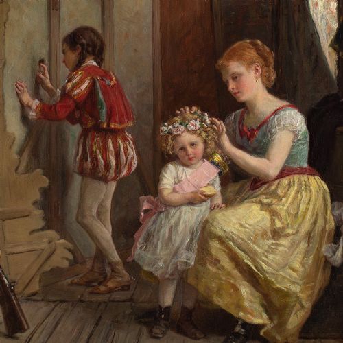 THOPHILE EMMANUEL DUVERGER BACKSTAGE ANTIQUE OIL PAINTING - ADDITIONAL PHOTO 6