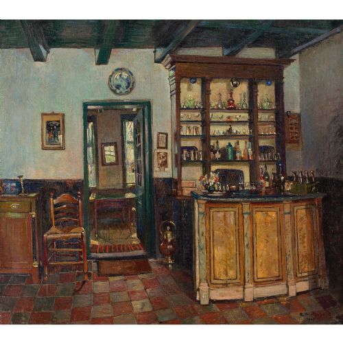 EDGARD WIETHASE COFFEE HOUSE OIL PAINTING - ADDITIONAL PHOTO 1