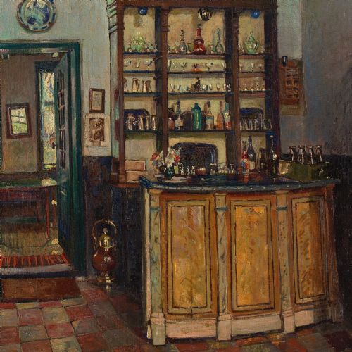 EDGARD WIETHASE COFFEE HOUSE OIL PAINTING - ADDITIONAL PHOTO 6