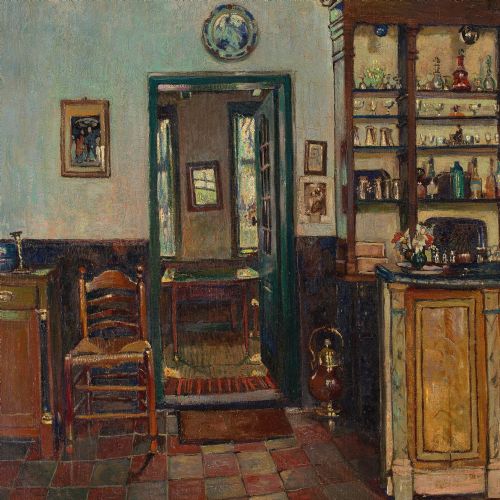 EDGARD WIETHASE COFFEE HOUSE OIL PAINTING - ADDITIONAL PHOTO 7