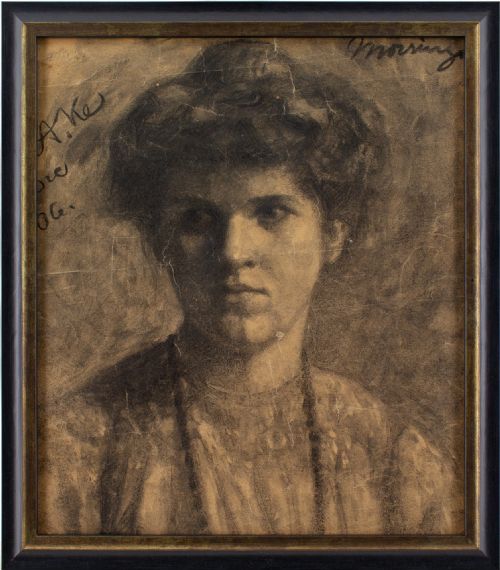 leopold morsing portrait study of a woman antique drawing - CATEGORY: ANTIQUE ART - DATED 1900