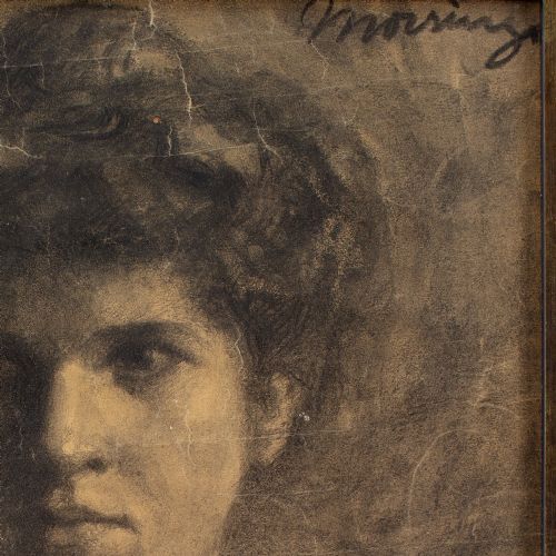 LEOPOLD MORSING PORTRAIT STUDY OF A WOMAN ANTIQUE DRAWING - ADDITIONAL PHOTO 7