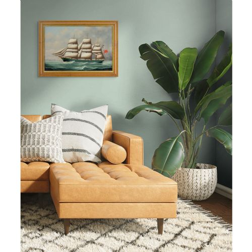 HENRY LOOS PORTRAIT OF A THREEMASTED FULL RIGGED BRITISH SHIP ANTIQUE OIL PAINTING - ADDITIONAL PHOTO 2