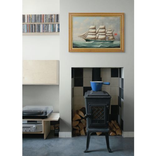HENRY LOOS PORTRAIT OF A THREEMASTED FULL RIGGED BRITISH SHIP ANTIQUE OIL PAINTING - ADDITIONAL PHOTO 4