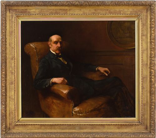 Arthur Wardle (Attributed), Portrait of a Man in a Club Armchair - Antique Oil Painting