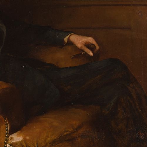 fig 4. Arthur Wardle (Attributed), Portrait Of A Man In A Club Armchair - Antique Oil Painting