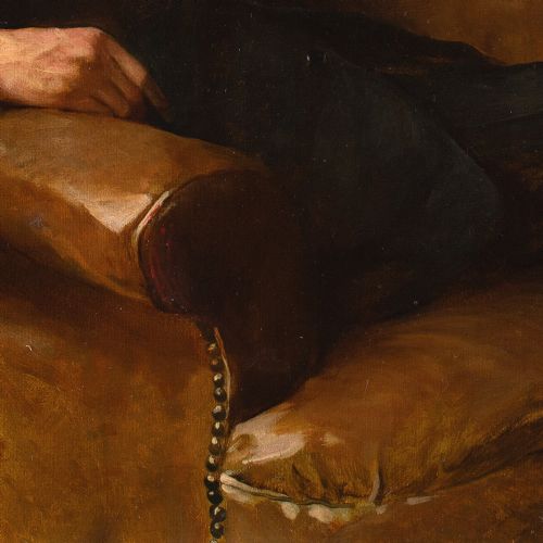 fig 7. Arthur Wardle (Attributed), Portrait Of A Man In A Club Armchair - Antique Oil Painting