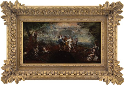 late 17thcentury continental school extended fan leaf antique painting - CATEGORY: ANTIQUE ART - DATED 17TH CENTURY