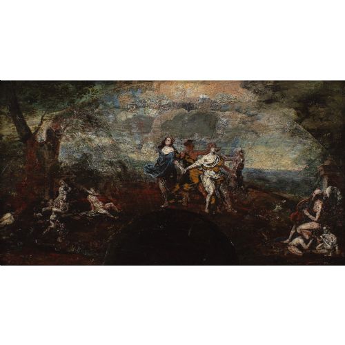 LATE 17THCENTURY CONTINENTAL SCHOOL EXTENDED FAN LEAF ANTIQUE PAINTING - ADDITIONAL PHOTO 5