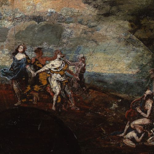 LATE 17THCENTURY CONTINENTAL SCHOOL EXTENDED FAN LEAF ANTIQUE PAINTING - ADDITIONAL PHOTO 7