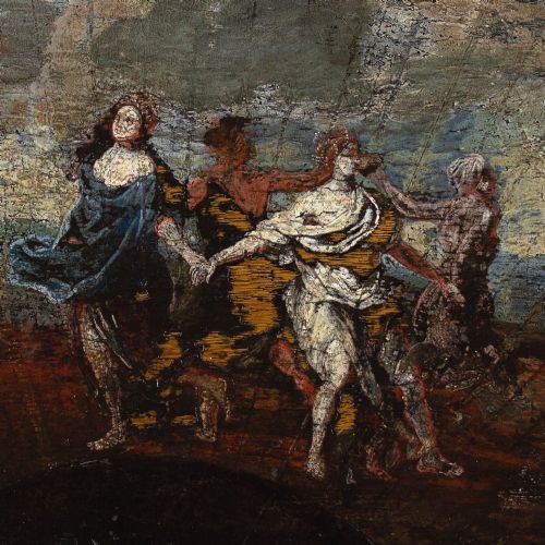 LATE 17THCENTURY CONTINENTAL SCHOOL EXTENDED FAN LEAF ANTIQUE PAINTING - ADDITIONAL PHOTO 8