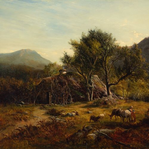 ALFRED WALTER WILLIAMS WELSH LANDSCAPE WITH FIGURES DRAGGING BRACKEN ANTIQUE OIL PAINTING - ADDITIONAL PHOTO 2