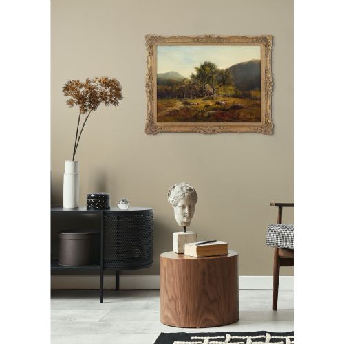 ALFRED WALTER WILLIAMS WELSH LANDSCAPE WITH FIGURES DRAGGING BRACKEN ANTIQUE OIL PAINTING - ADDITIONAL PHOTO 3
