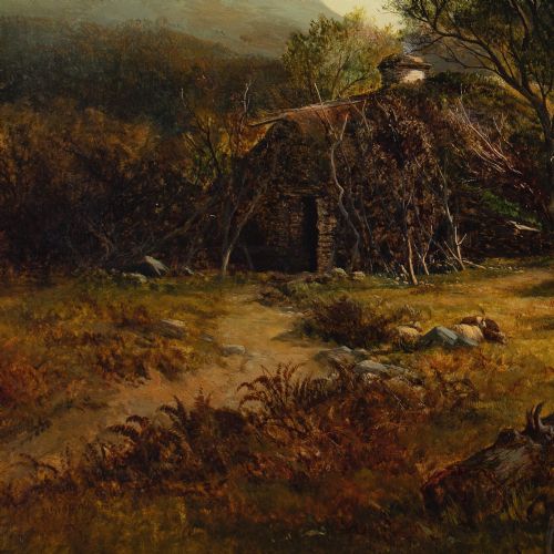 ALFRED WALTER WILLIAMS WELSH LANDSCAPE WITH FIGURES DRAGGING BRACKEN ANTIQUE OIL PAINTING - ADDITIONAL PHOTO 7
