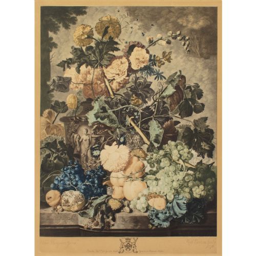 RICHARD EARLOM AFTER JAN VAN HUYSUM STILL LIFE WITH FLOWERS ANTIQUE AQUATINT - ADDITIONAL PHOTO 5