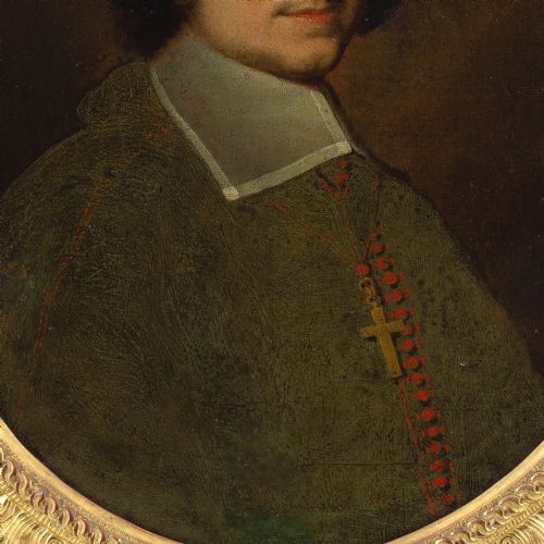 LATE 17THCENTURY FLEMISH SCHOOL PORTRAIT OF A PRELATE WITH BLACK CASSOCK ZUCCHETTO ANTIQUE OIL PAINTING - ADDITIONAL PHOTO 7
