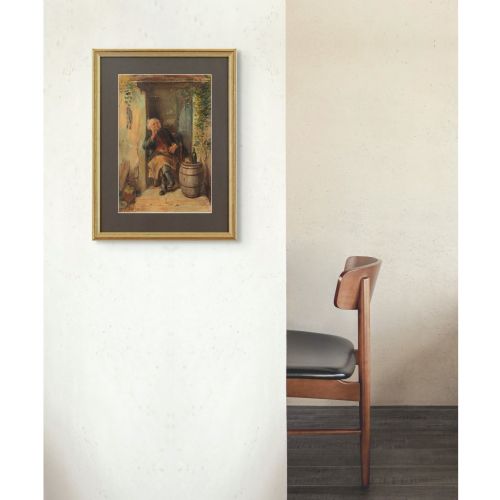 WILLIAM HENRY HUNT PORTRAIT OF A RESTFUL MAN IN A DOORWAY ANTIQUE WATERCOLOUR - ADDITIONAL PHOTO 3
