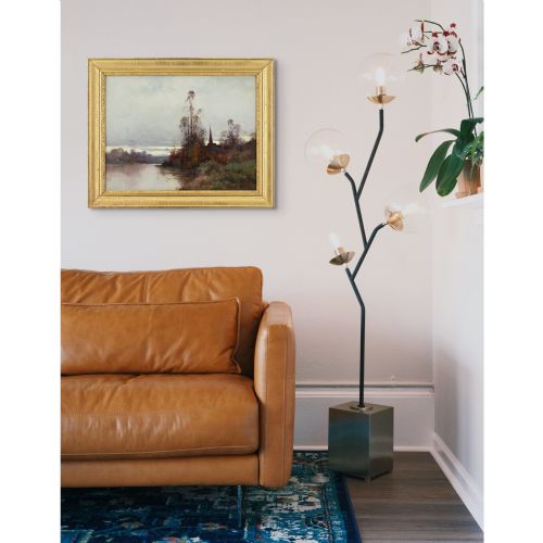 EUGNE GALIENLALOUE RIVER LANDSCAPE WITH CHURCH ANTIQUE OIL PAINTING - ADDITIONAL PHOTO 3