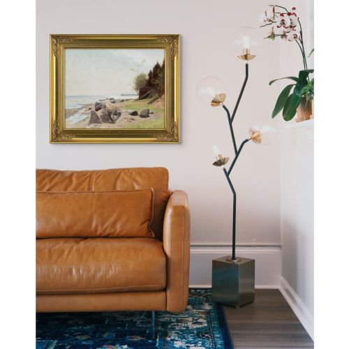 GUSTAV VERMEHREN COASTAL VIEW WITH BEACH ANTIQUE OIL PAINTING - ADDITIONAL PHOTO 3
