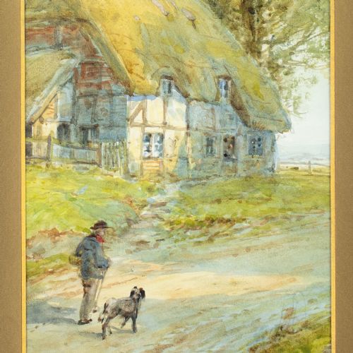 HUGH NISBETT PAIR OF RURAL VIEWS WITH COTTAGES ANTIQUE WATERCOLOURS - ADDITIONAL PHOTO 6
