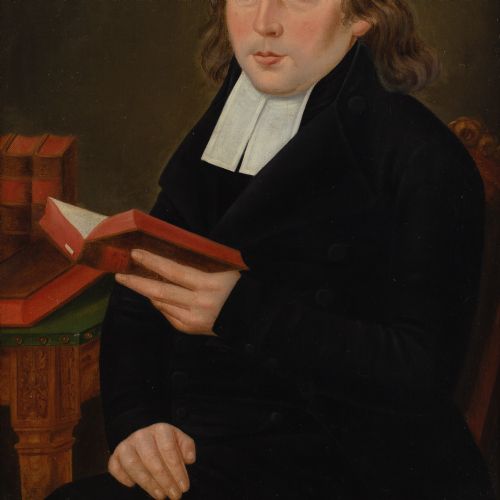 EARLY19THCENTURY GERMAN SCHOOL PORTRAIT OF A PASTOR ANTIQUE OIL PAINTING - ADDITIONAL PHOTO 5