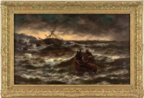 thomas rose miles daybreak after the storm antique oil painting - CATEGORY: ANTIQUE ART - DATED 1870