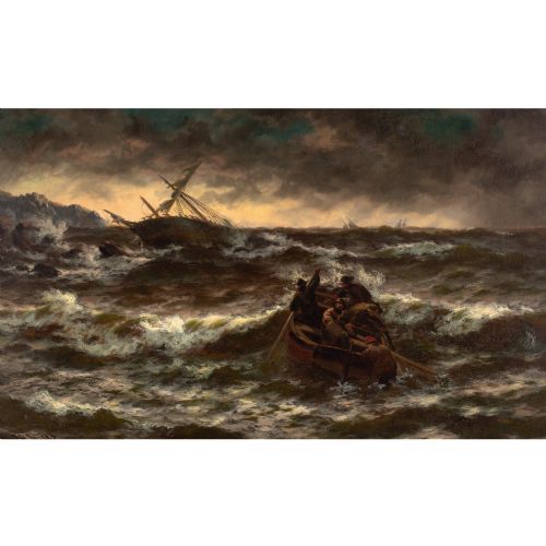 THOMAS ROSE MILES DAYBREAK AFTER THE STORM ANTIQUE OIL PAINTING - ADDITIONAL PHOTO 1