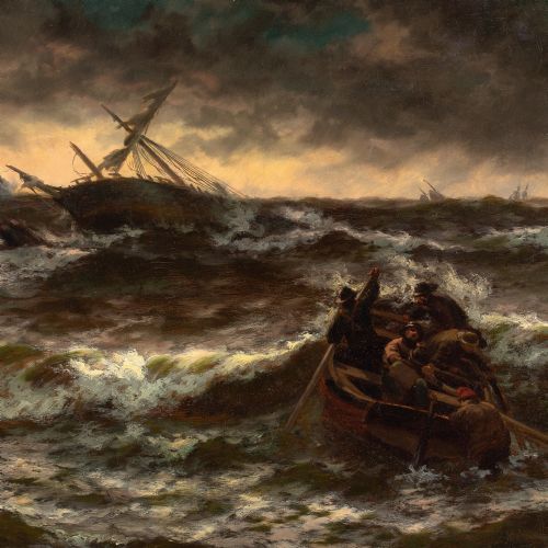 THOMAS ROSE MILES DAYBREAK AFTER THE STORM ANTIQUE OIL PAINTING - ADDITIONAL PHOTO 4