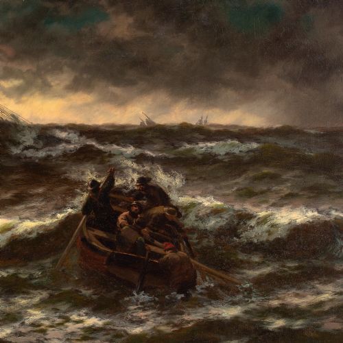 THOMAS ROSE MILES DAYBREAK AFTER THE STORM ANTIQUE OIL PAINTING - ADDITIONAL PHOTO 5
