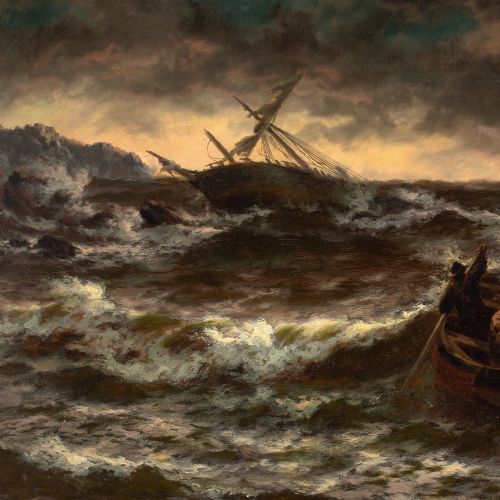 THOMAS ROSE MILES DAYBREAK AFTER THE STORM ANTIQUE OIL PAINTING - ADDITIONAL PHOTO 6