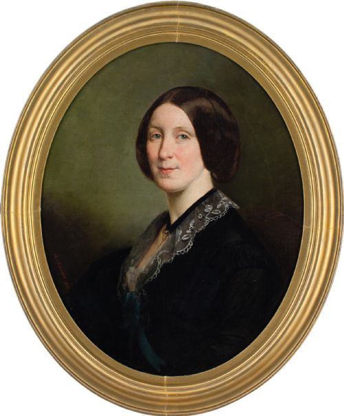 alphonse muraton attributed portrait of a lady antique oil painting - CATEGORY: ANTIQUE ART - DATED 1850