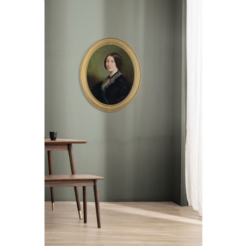 ALPHONSE MURATON ATTRIBUTED PORTRAIT OF A LADY ANTIQUE OIL PAINTING - ADDITIONAL PHOTO 3