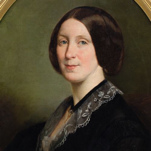 ALPHONSE MURATON ATTRIBUTED PORTRAIT OF A LADY ANTIQUE OIL PAINTING - ADDITIONAL PHOTO 4