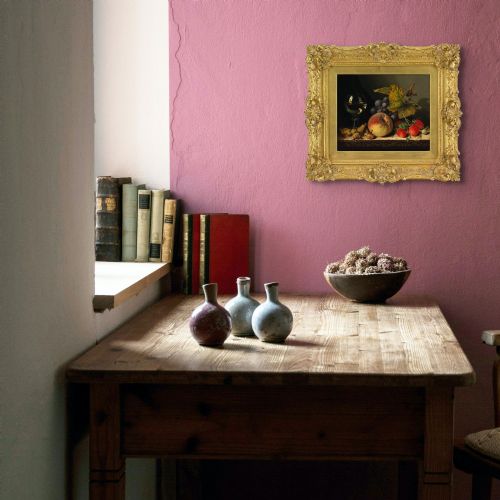 EDWARD LADELL COBNUTS A ROEMER RASPBERRIES A PEACH BLACK GRAPES A LEAF ON A CARVED WOODEN LEDGE ANTIQUE OIL PAINTING - ADDITIONAL PHOTO 2