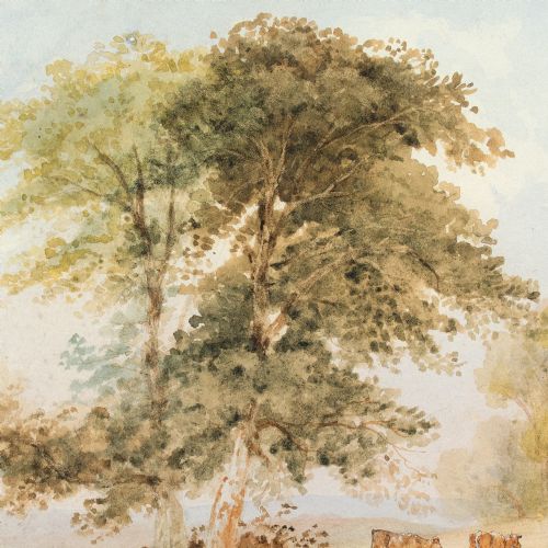 ANTHONY VANDYKE COPLEY FIELDING MOTHER CHILD IN A LANDSCAPE WITH CATTLE ANTIQUE WATERCOLOUR - ADDITIONAL PHOTO 6